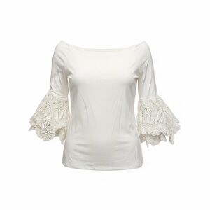 Bailey 44 Cream Blouse with Crochet Bell Sleeves